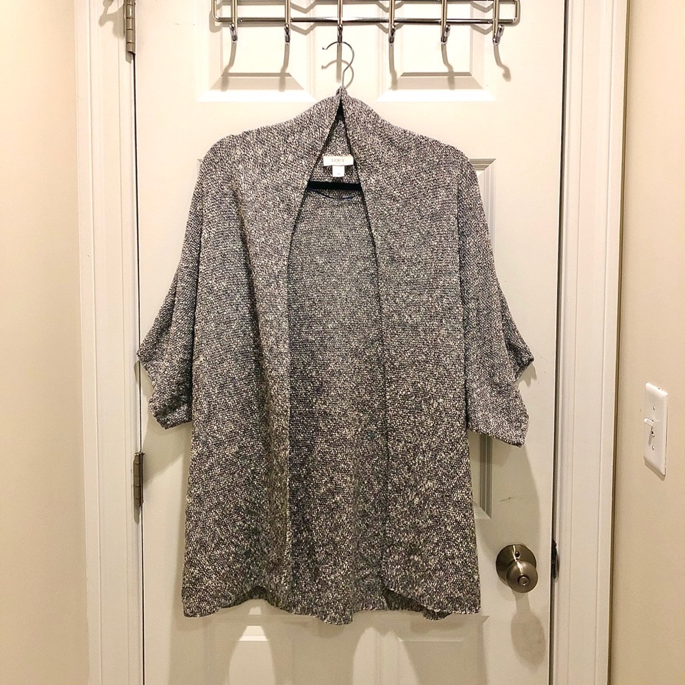 Navy & White Sweater Poncho